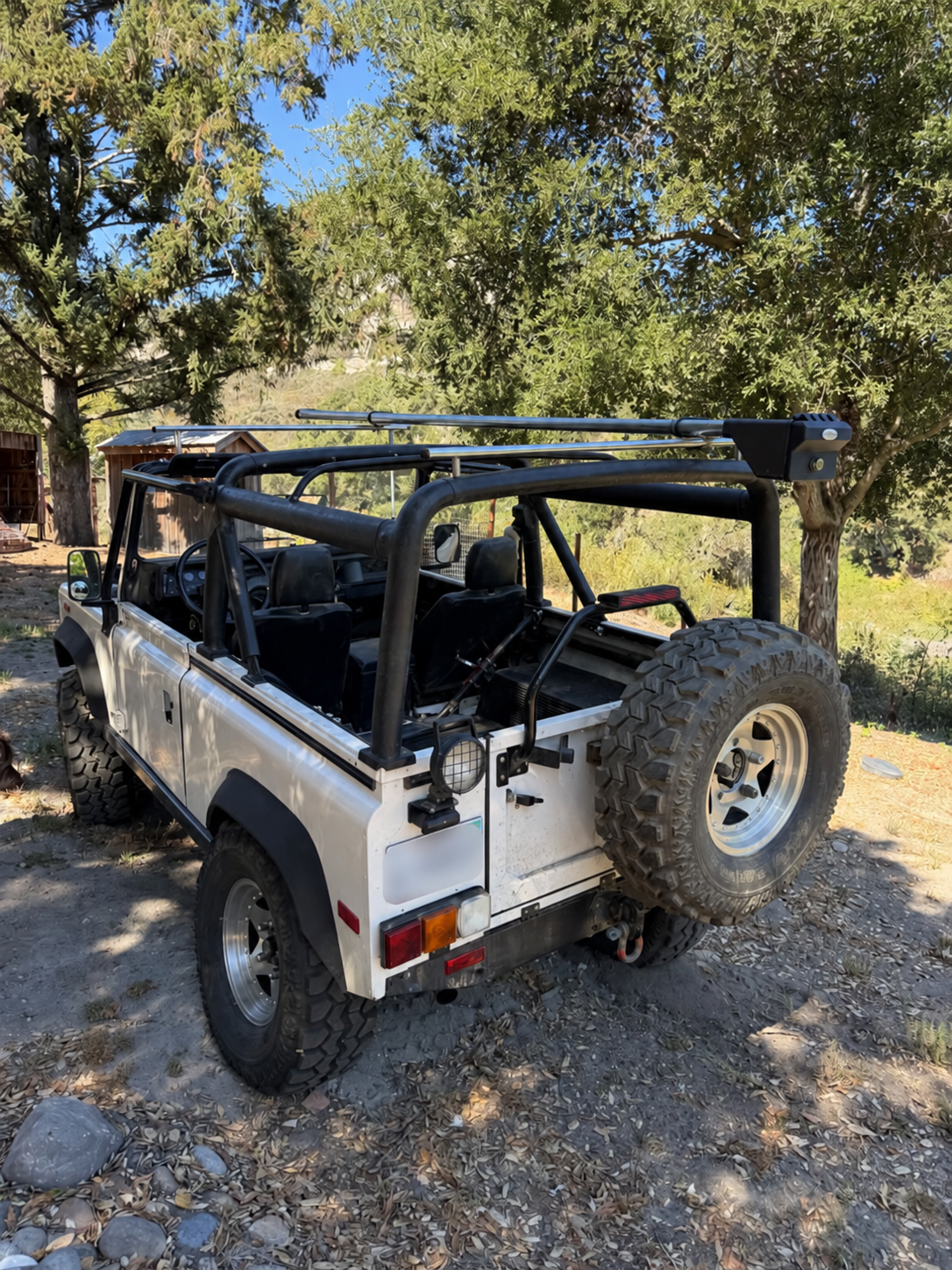 Carrier mounted on roll-bar rack, rear view